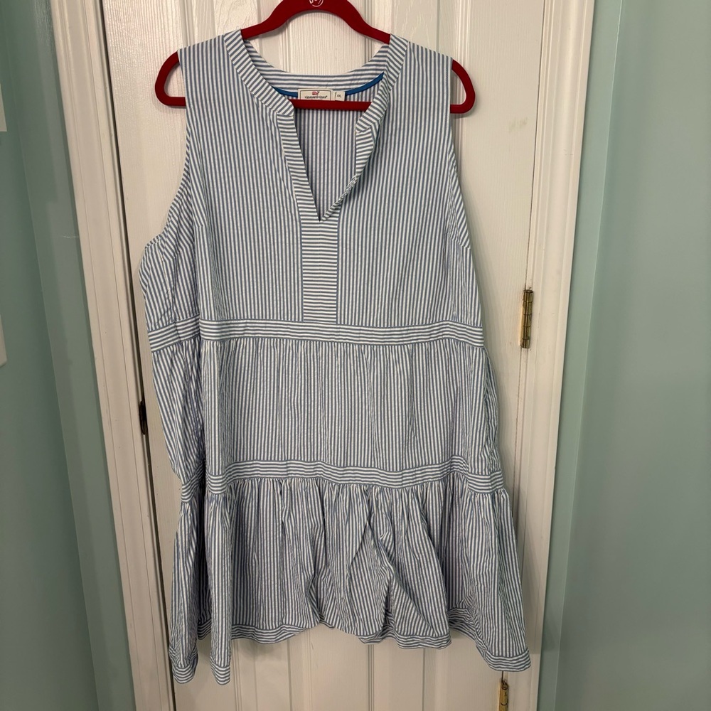 Vineyard Vines Harbor Dress Seersucker blue and white XXL